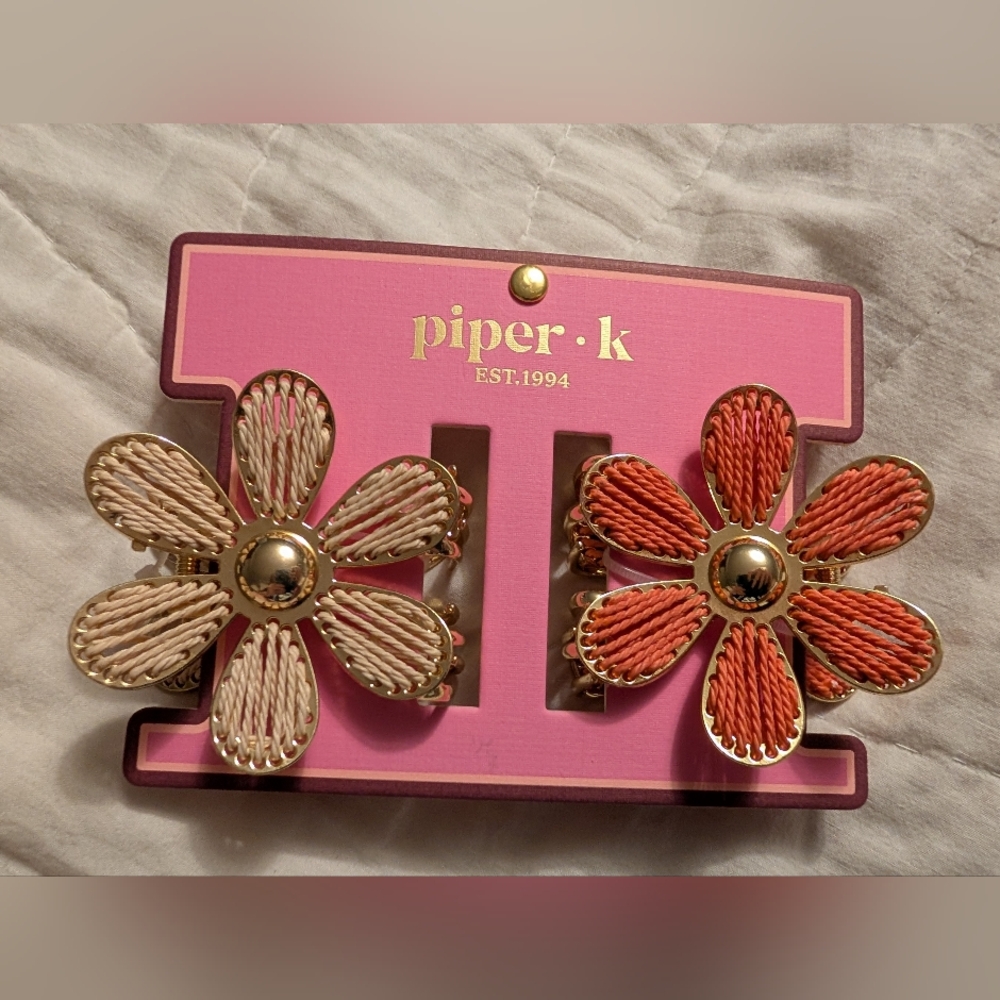 Piper K Woven Flower Hair Claw Clips